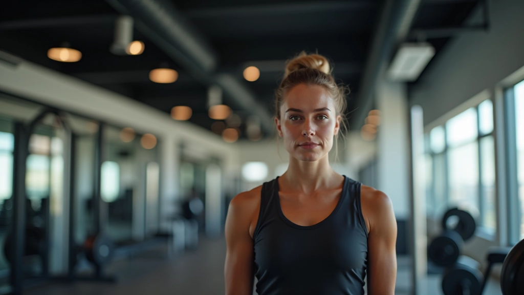 Spor salonunda antrenman yapan kişi, güç antrenmanı, konsantre ifade, modern spor ekipmanları